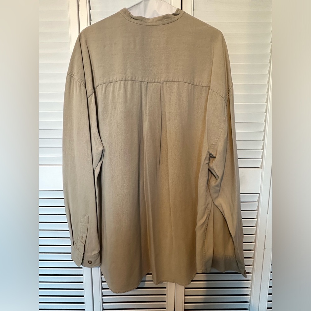 Structure Solid Tan Long Sleeve Mandarin Collar B… - image 4